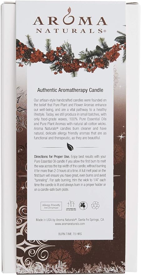 Aroma Naturals Holiday Orange, Clove and Cinnamon Essential Oil Scented Pillar Candle, Warm Spice, 2.75 inch x 5 inch (Pack of 4)