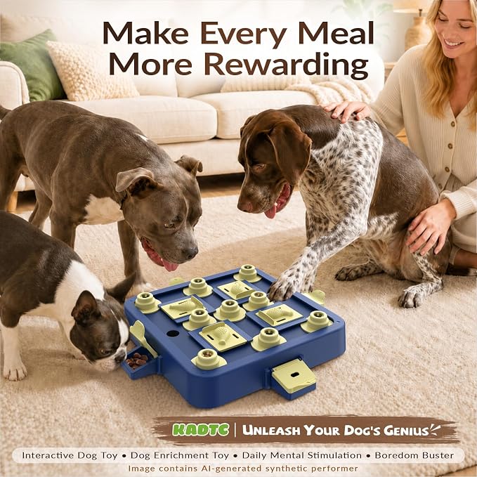 KADTC Dog Chess Puzzle Toy, 3-Levels, Mental Stimulation for Smart Dogs