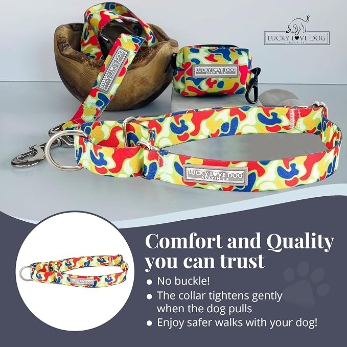 Lucky Love Dog Martingale Collar for Medium Dogs No Slip – Oscar, Medium