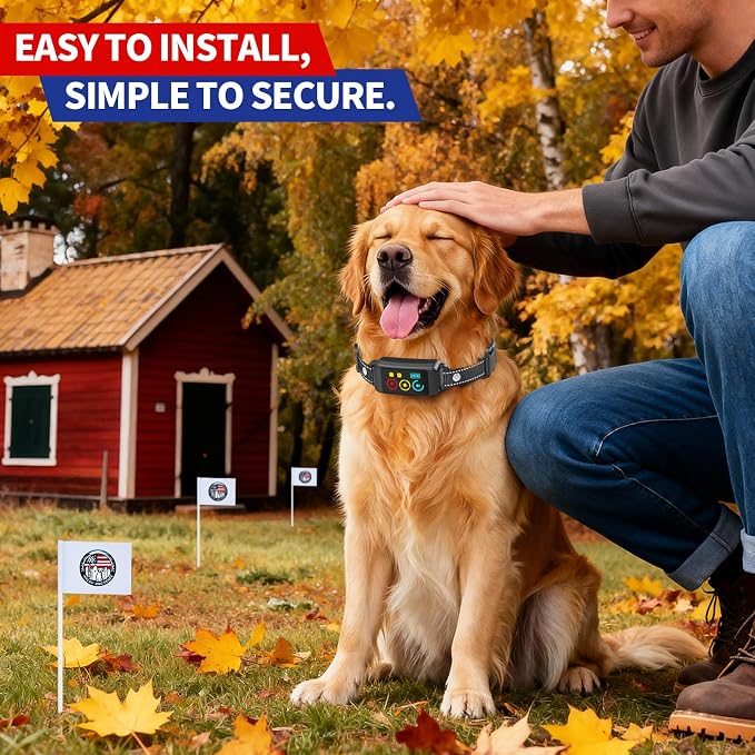 2026 Smart Wireless Dog Fence – Rechargeable, Adjustable, AI Stable Signal, 1+ Acre Coverage, Easy Setup (40 Flags)