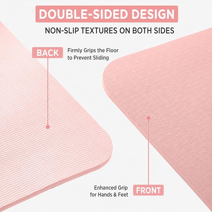 Thick and Wide Yoga Mat 72''x24''/35''(8mm/10mm) for Women and Men, Durable & Cushioned Yoga Mat with Carrying Strap for Pilates, Stretching and Home Workout