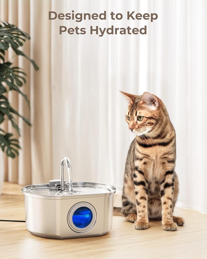 Neareal Official 9-Pack Replacement Filter Set for 108oz Cat Fountain | Includes 9 Replacement Filters & 9 Pre-Filter Sponges for 108oz/3.2L Stainless Steel Pet Water Fountain