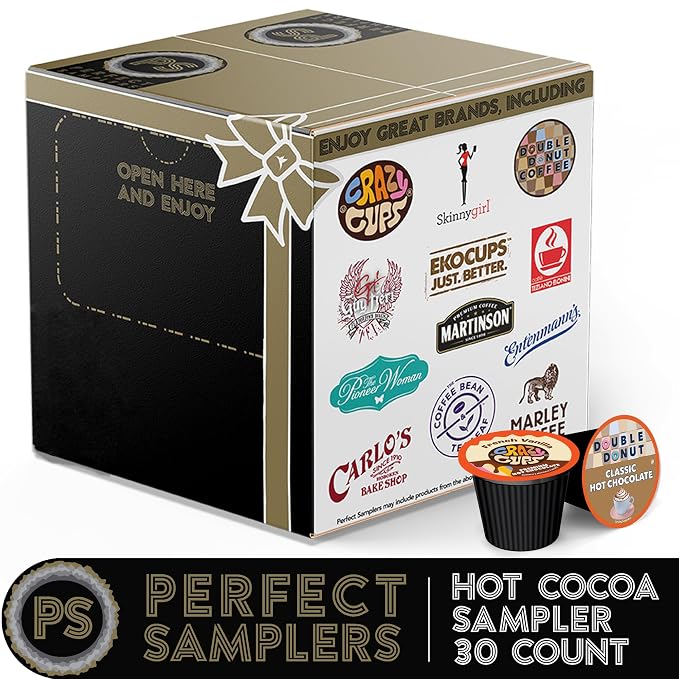 Perfect Samplers Hot Chocolate Single Serve Cups For Keurig K cup Brewers, Variety Pack Sampler, Cocoa, 30 Count