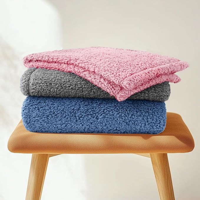 Luciphia Ultra Soft Sherpa Fleece Dog Puppy Cat Blanket for Small Pets | Calming Plush Throw for Crate, Couch, Car, Bed. Machine Washable. Puppy Essential, Cat Stuff,Haze Blue,57"x40"