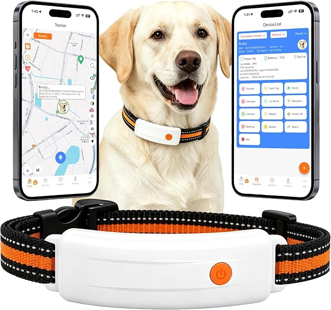 4G LTE GPS Pet Tracker & Virtual Fence, Real-Time Location, Heart Rate & Activity Monitor, Remote Training Smart Collar for Large Cats, Small, Medium and Large Dogs (White)