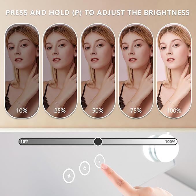 NUSVAN Vanity Mirror with Lights,Makeup Mirror with Lights,3 Color Lighting Modes Detachable 10X Magnification Mirror Touch Control,360°Rotation,White