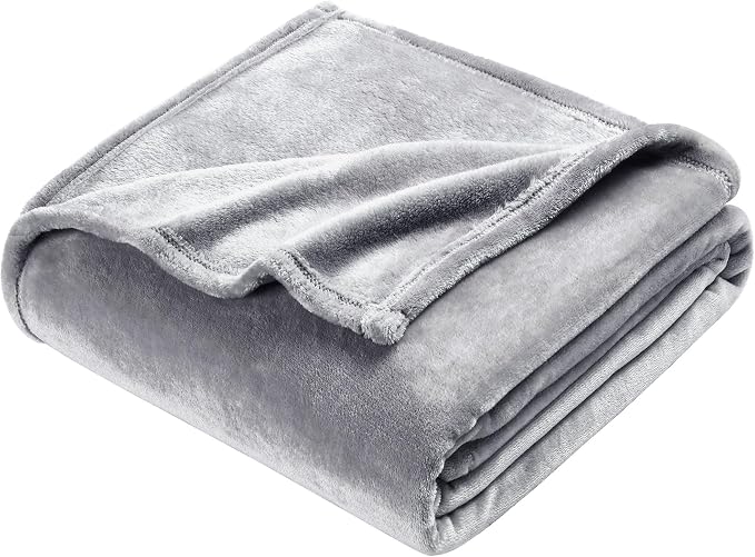 DREAMNINE Oversized Soft Plush Fleece Throw Blanket Twin Size 60" x 80", Decorative Large Solid Lightweight Fluffy Velvet Bed Blanket, Big Cute Cozy Accent Gray Fuzzy Flannel Blanket for Bedroom, Grey