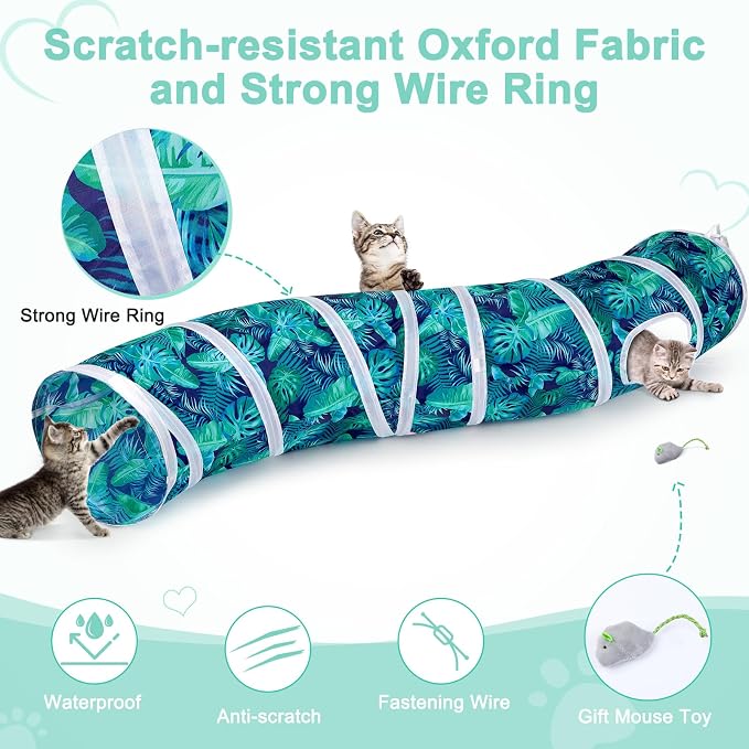 Glittme S-Shape Cat Tunnel, Foldable Cat Tunnels for Indoor Cats