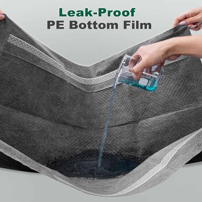 MIZOK Pee Pads for Dogs Charcoal Disposable No Leak Large 28x30in 30Ct | Heavy Duty Carbon Layers, Powerful Odor Eliminator, Extra Thick Dog Pads, Protects Floors from Daily Messes