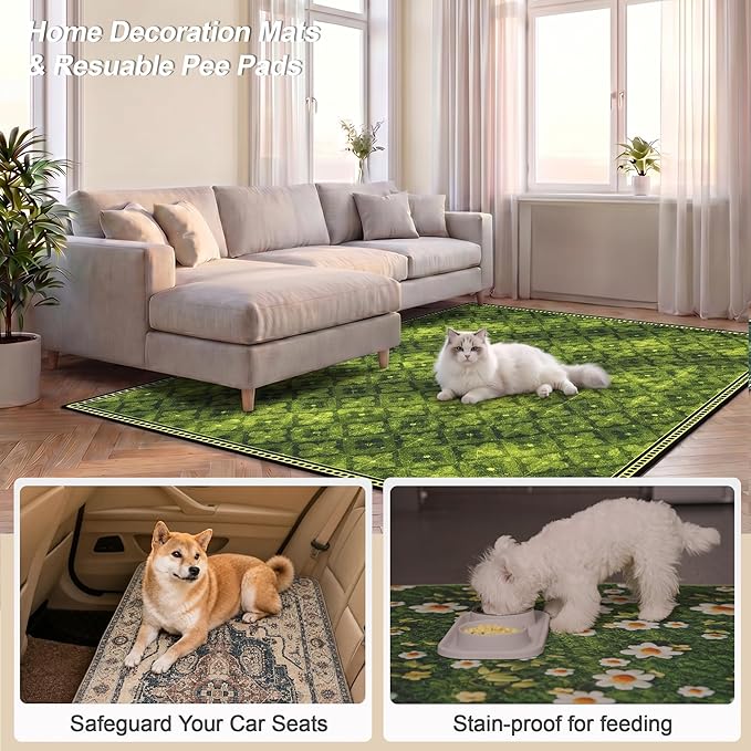 Washable Pee Pads for Dogs, Reusable Puppy Potty Training Pads, Ultra-Absorbent Thick Waterproof Leak-Proof Non-Slip Pads & Mat for Crate, Playpen, Floor, Whelping & Housebreaking , 2 Pack 54"x54"