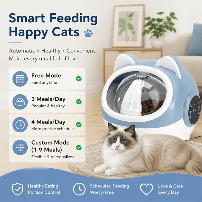 RFID Smart Pet Feeder with Dual Collar Tags – Automatic Food Bowl with Scheduled Feeding Times, LCD Display, Voice Recorder, Supports Wet & Dry Food for Multi-Pet Households