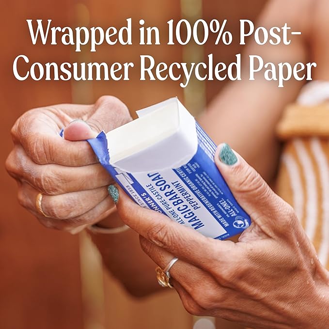 Dr. Bronner's Pure-Castile Magic Bar Soap (Peppermint, 5oz, 12-Pack) – Made with Regenerative Organic Certified Oils, Soap Bars for Men & Women, Vegan, Cruelty-Free, Non-GMO