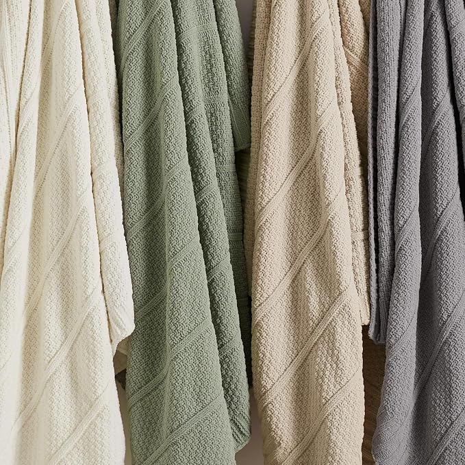 Premium Chenille Throw Blanket, Soft Cozy Moss Stitch Knit Blanket for Couch, Sofa, Chair, Home Decor, Sage Green 50"x60"
