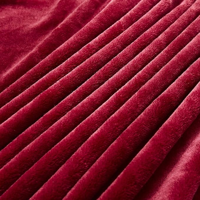 TASTHROW Large Flannel Fleece Throw Blanket, 60×80 Inch - Burgundy | Cozy Lightweight Thick Blanket - All Seasons Suitable for Women, Men and Kids