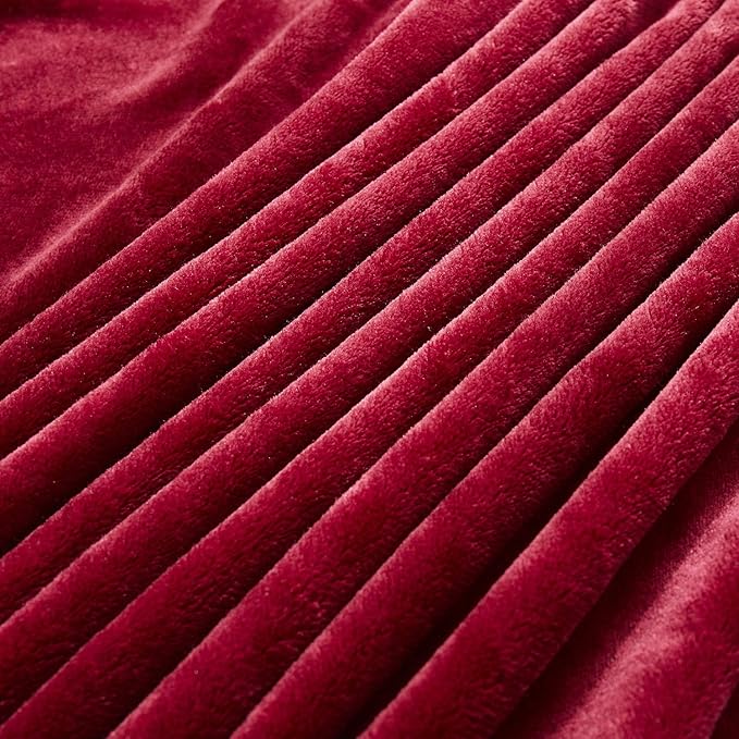 TASTHROW Large Flannel Fleece Throw Blanket, 90×90 Inch - Burgundy | Cozy Lightweight Thick Blanket - All Seasons Suitable for Women, Men and Kids