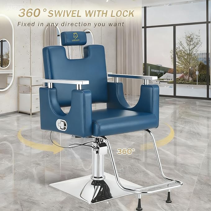 Heavy Duty Barber Chair, 360° Swivel Reclining Salon Chair for Hair Stylist, Height Adjustable Hydraulic Hairdressing Chair with Footrest for Barber Shop, Beauty Salon, Hairdressers