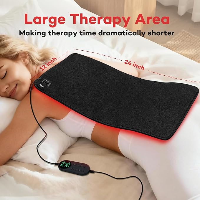 Ezona Red Light Therapy Pad for Body, 24 x 12 inch Large Infrared Light Therapy with 660/ 850nm for Back Pain Relief, High-Output 242 LEDs Light with Remote Control for Shoulder Waist Knee Muscle Pain