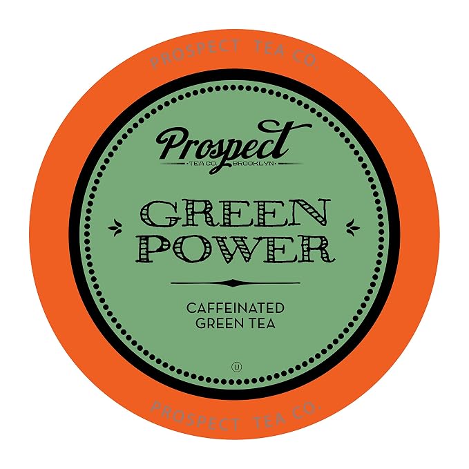 Prospect Tea Co. Green Power Caffeinated Tea Pods Compatible with K Cup Brewers Including 2.0, 40 Count