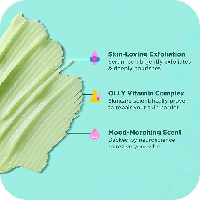 OLLY Body Wash & Body Scrub Mini pack 4 Count Hydrate & Repair Skin Barrier 3 oz