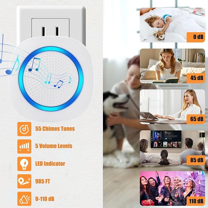 Smart Dog Door Bell Wireless Puppy DoorBell for Potty Training, Dog Bells to go Outside, IP55 Waterproof Bells for Dogs to Ring to go Potty (6 Receivers+12 Buttons)