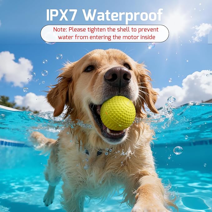 SNOYWEN Smart Interactive Dog Toy, Automatic Moving Bouncing Rolling Ball, Food-Grade Rubber Material IPX7 Waterproof Active Ball for Medium and Large Dogs (Yellow)