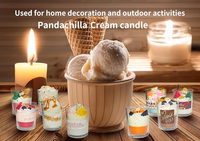 Pandachilla Aroma Candle Soy Wax Handmade Cute Dessert Series Cream Flavor Soft Smell 7.58ounces Burn time 40h (Little Bear Cup)