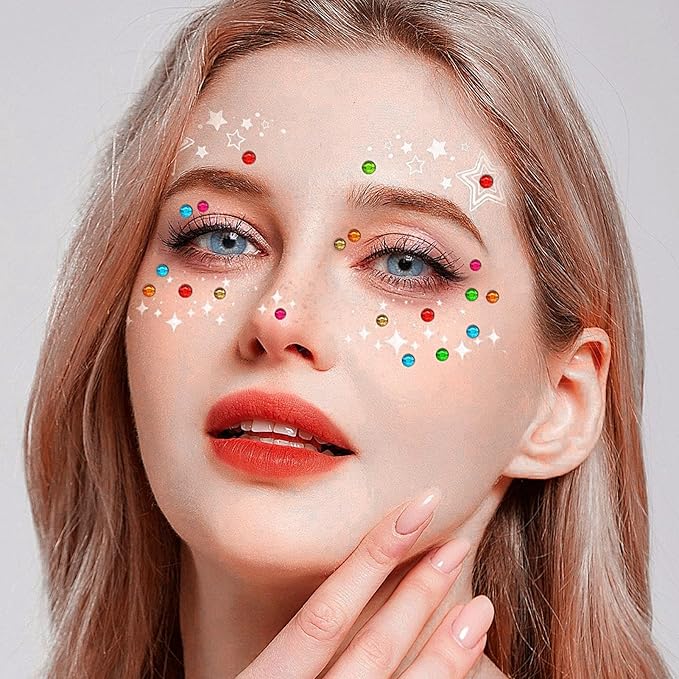 Face Gems Eye Jewels Rhinestones Gems Crystals Temporary Tattoo Stickers Jewels for Crafts 3/4/5/6/8MM Colour Gems Jewels Eyes Stickers Makeup Self Adhesive for Hair Face Crafts 3555 PCS