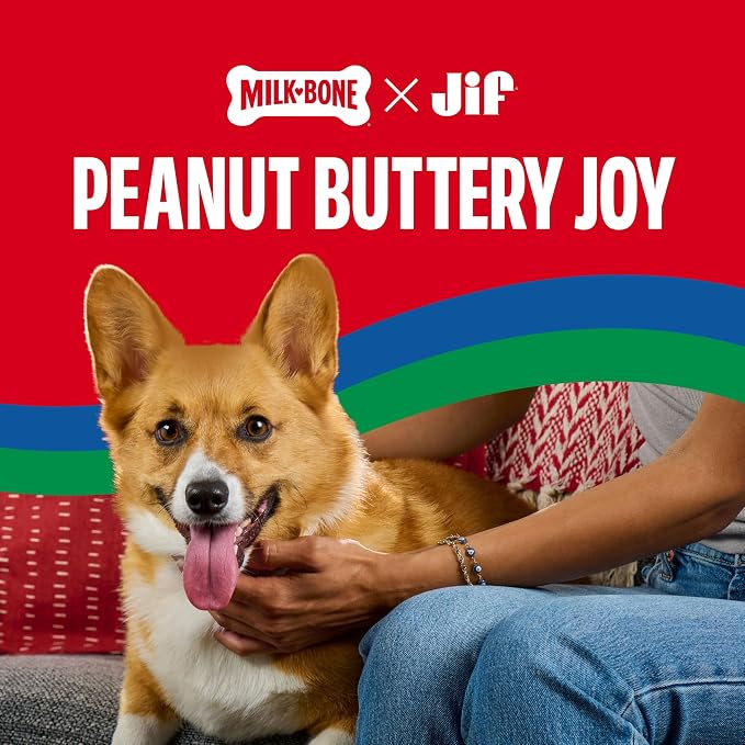 Milk-Bone Peanut Buttery Dipped Dog Treats With Jif Peanut Butter, 2 Bags | 32-oz. bags, Dog biscuits baked with real peanut butter, Peanut butter flavored coating