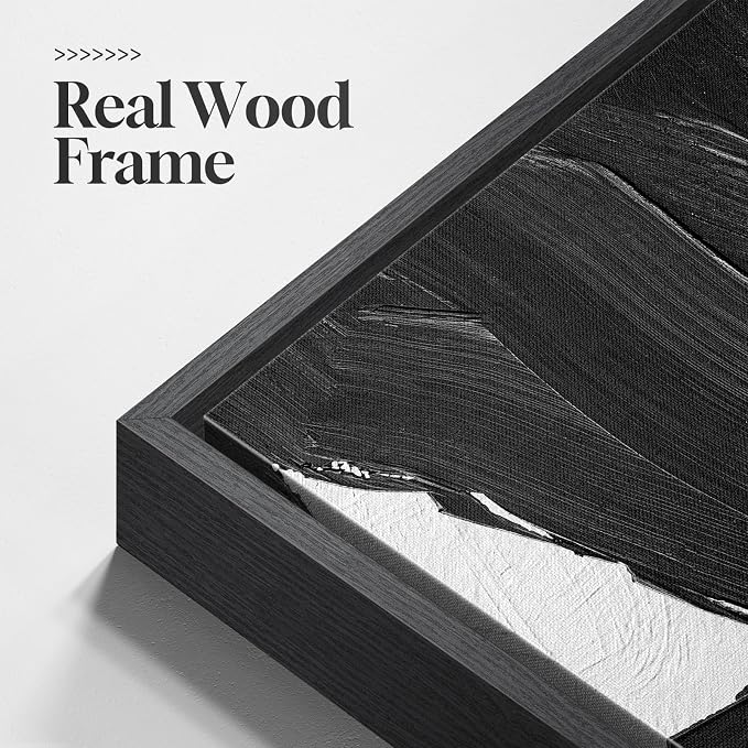 Large Framed Black and White Abstract Wall Art for Living Room, 3 Piece Canvas Prints Paintings Artwork for Walls, Modern Minimalist Wall Decor for Bedroom Dining Room Office hallway 24x36 In