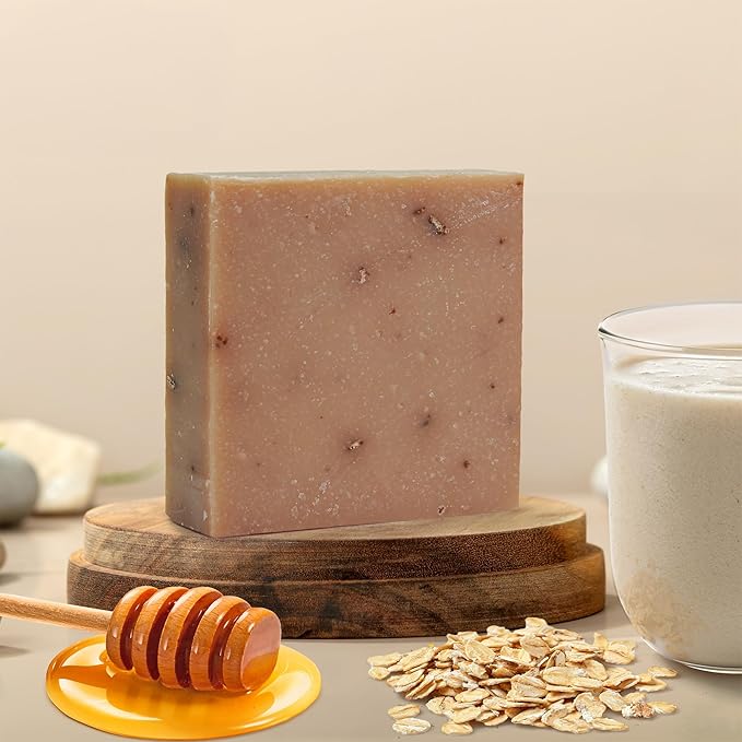 360 Feel Oatmeal Milk and Honey Bar Soap - Made in the USA - Castile Handmade All Natural Cold Processed - Pure Essential Oils - SLS-Free - Moisturizing Lather - (5oz, 4-Pack)