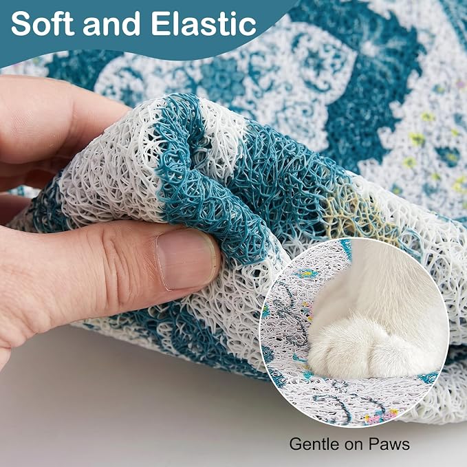 Glittme Cat Litter Mat, 24"x15" Non-Slip Washable Trapping Mat for Cats | Litter Trapping Mat With Thick PVC Coil To Catch Scatter, Soft On Paws And Waterproof Bottom To Protect Floors