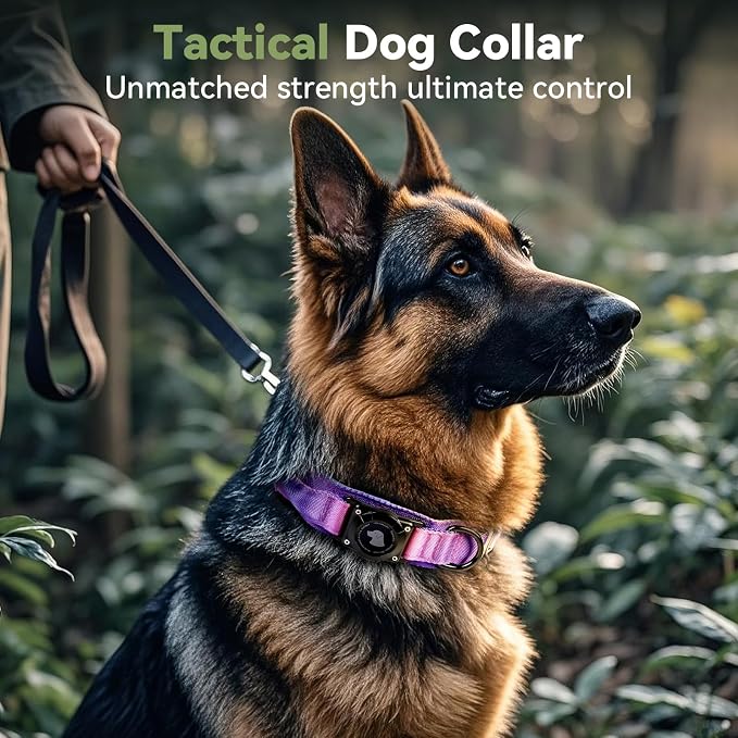 2026 Upgrade Waterproof Tactical AirTag Dog Collar, Built in AirTag Holder | Comfortable Control Handle, Quick Release Metal Buckle, Durable 1000D Nylon, For Medium to Large Dogs, 90s Retro,XL