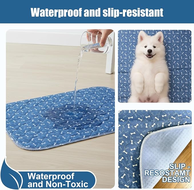 Puppy Pee Pads with Pheromones,Washable and Reusable Pee Pads for Dogs,Waterproof and Leak-Proof,Non-Slip Base Training Pads Suitable for Home,Travel and Dog Crates(Gray Paw,L:35.4*31.5in)