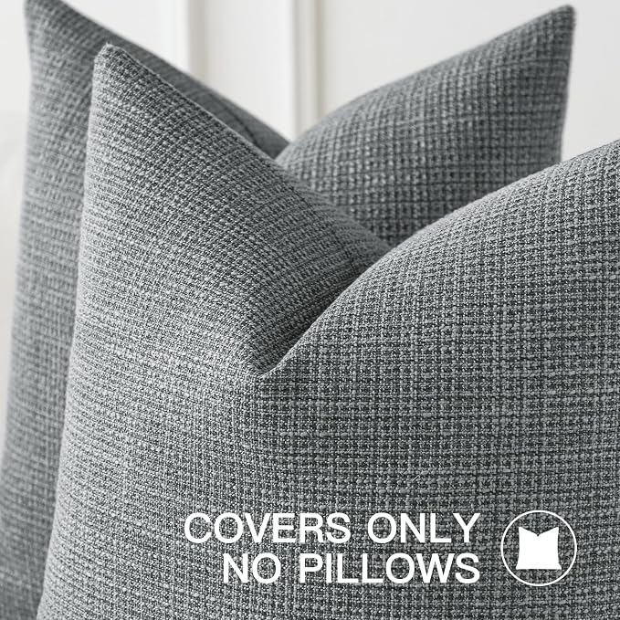OTOSTAR Linen Throw Pillow Cover Set of 1 Decorative Square Pillowcases Cushion Covers 24x24 Inch for Home Decor Sofa Bedroom Car 60 x 60CM Dark Grey