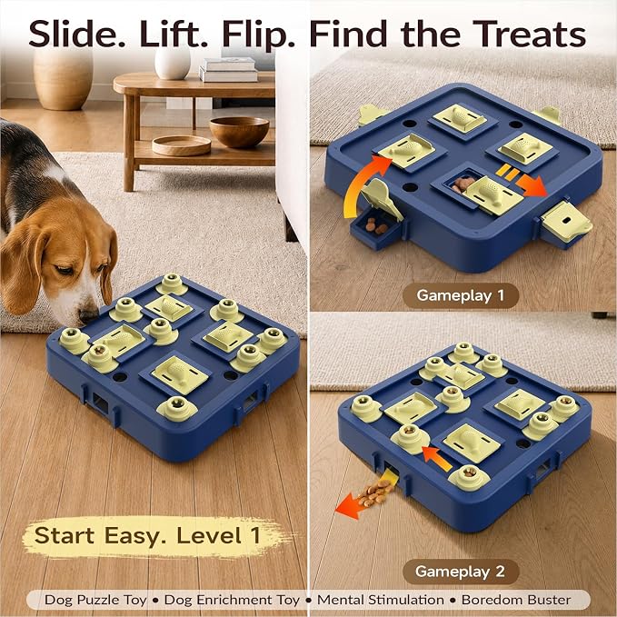 KADTC Dog Chess Puzzle Toy, 3-Levels, Mental Stimulation for Smart Dogs