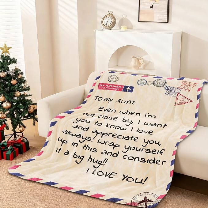 UFOORO Aunt Gifts, Best Aunt Ever Gifts from Niece Nephew, to My Aunt Blankets Present, Thoughtful Auntie Blanket, for Christmas Birthday, Mother’s Day Holidays55 x70