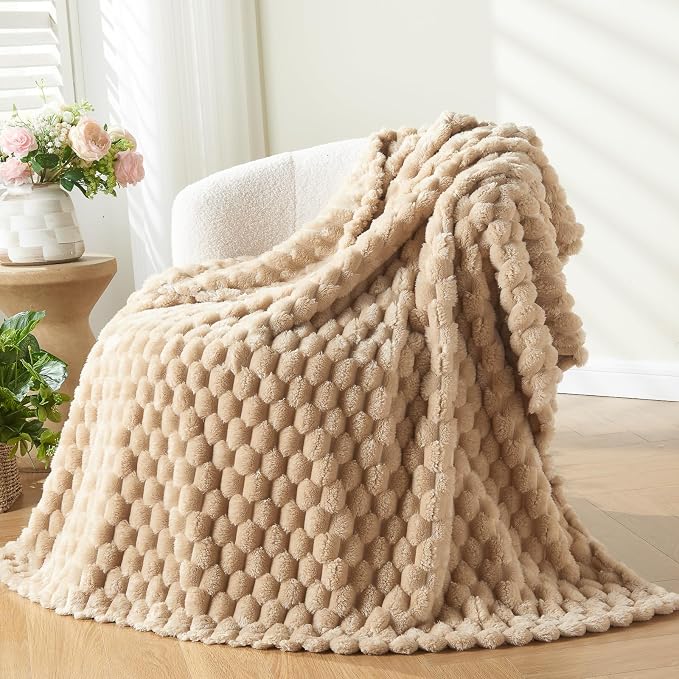 NEWCOSPLAY Fleece Clouds Cozy Throw Blanket for Couch, Brown, 50"x60" | Premium Silky Flannel Blanket, Soft Lightweight Fluffy Throw Blanket for Bed Sofa Decor, Gift for All Season Use