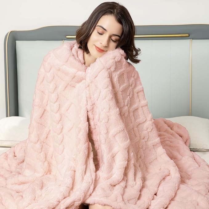 Aganear Fleece Throw Blanket for Couch Sofa 50"x60" Pink | Lightweight Fuzzy Throw,Warm Gift for Women,Christmas,Housewarming,Soft,Boho Design for Room Home Decor,All-Season Use