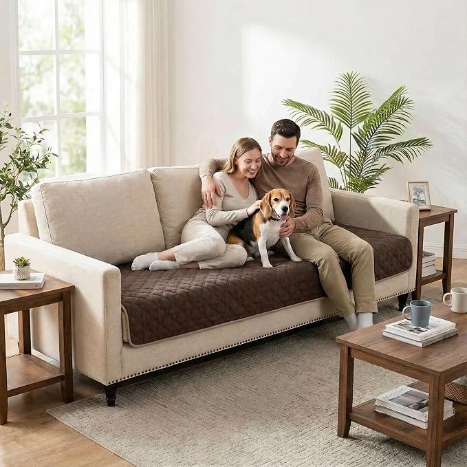 FunFurry Waterproof Dog Blanket, Couch Cover for Dogs Washable, Reversible Dog Bed Cover, Couch Furniture Protector. (Dark＆Light Brown, 30 X 70 Inch - 1 Pack)