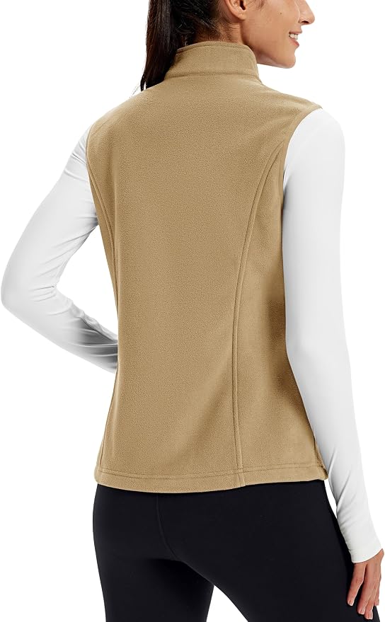 TACVASEN Women's Fleece Vest Lightweight Sleeveless Zip Jacket Outerwear | Soft Polar,Zipper Pockets,Stand Collar,Fall Winter Warm,Outdoor,Athletic,Running,Hiking,Travelling,Golf,Work