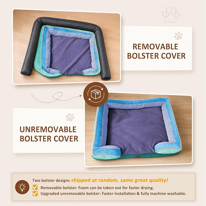 Comfort Expression Orthopedic Dog Beds for Large Sized Dog with Bolster | Waterproof Dog Couch Bed with Washable Cover & Non-Slip Bottom, Supportive Egg Crate Foam Large Pet Bed, 36x27 Inch