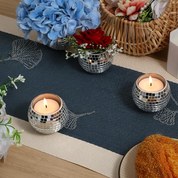 12 PCS Disco Ball Candle Holder, 6.6x4.9cm Disco Ball Party Decorations Multifunctional Discos Flower Vase for Wedding Centerpieces,Birthday,Office,Bedroom Decor