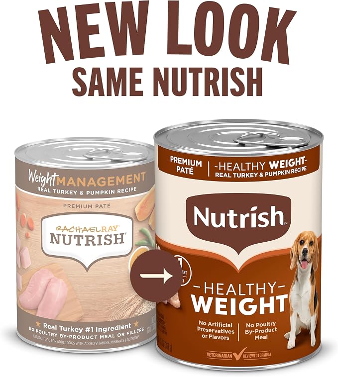 Nutrish Healthy Weight Wet Dog Food Paté,13 oz. Can, 12 Pack (Rachael Ray)