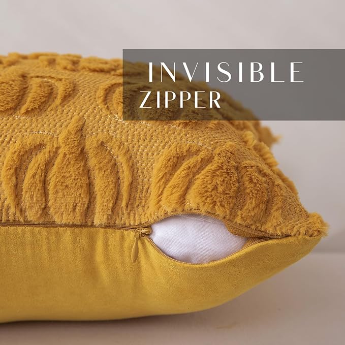DFXSZ Fall Pillow Covers 20x20 2Pcs Yellow Pumpkin Fall Decoration for Home | Fall decor Set of 2 Throw Pillow Cases Soft Plush Faux Fur Wool Couch Cushion for Chair Sofa Bedroom Living Room Home Decor