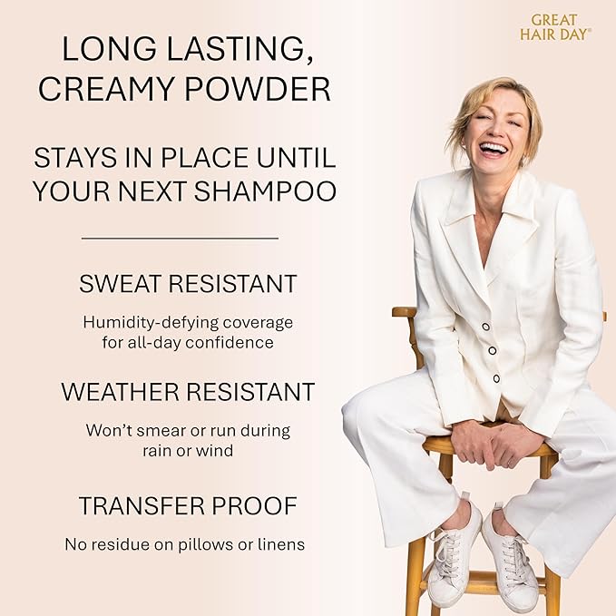 Joan Rivers Great Hair Day Root Touch Up Powder – Fill-in Powder for Thicker, Fuller Looking Hair (White)