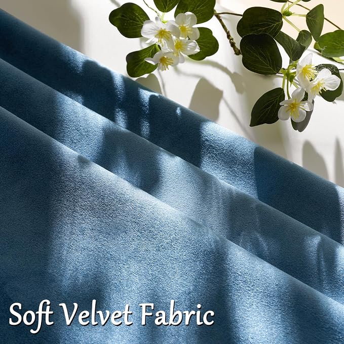 GIGIZAZA Stone Blue Velvet Throw Pillow Covers 16x16 Pack of 2 | Decorative Pillows for Couch Sofa,280gsm Soft Textured Fabric,Modern Square Pillowcases,Luxury Cushion Covers