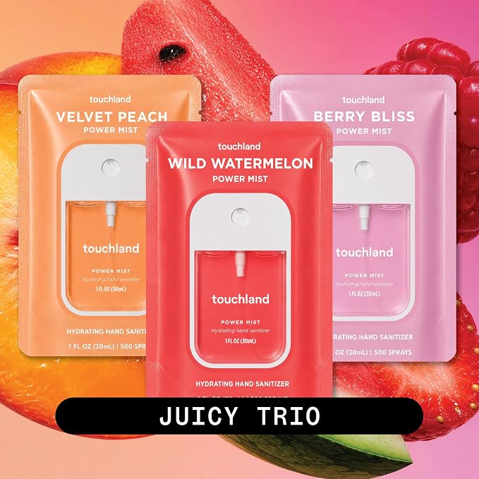 Touchland Hand Sanitizer Spray, Juicy Trio - 3 x 1 FL OZ