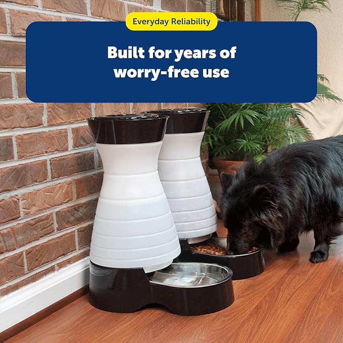 PetSafe Healthy Pet Food Station, 4 lb Gravity Feeder, Cats & Dogs, Medium | Dry Food Dispenser, Removable Stainless Steel Bowl Is Dishwasher Safe, Space-Saving Design