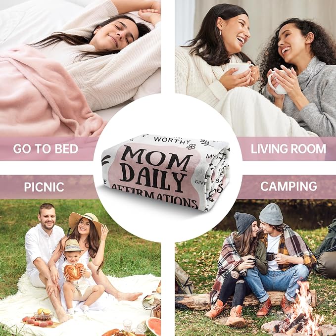 BaubleDazz New Mom Gifts Blanket, Mom Daily Affirmations(80" x 60") | Postpartum Pregnancy Gifts for First Time Moms, Mommy to Be, Mama, New Mom Essentials, Birthday Gifts for Mom