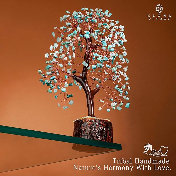 Crystal Tree of Life Birthday Gifts for Women, Men, Handmade Home Decor, Office, Room Decoration, Amazonite Reiki Healing Crystal Chakra Tree for Money, Good Luck Gifts for Her, Mom & Dad